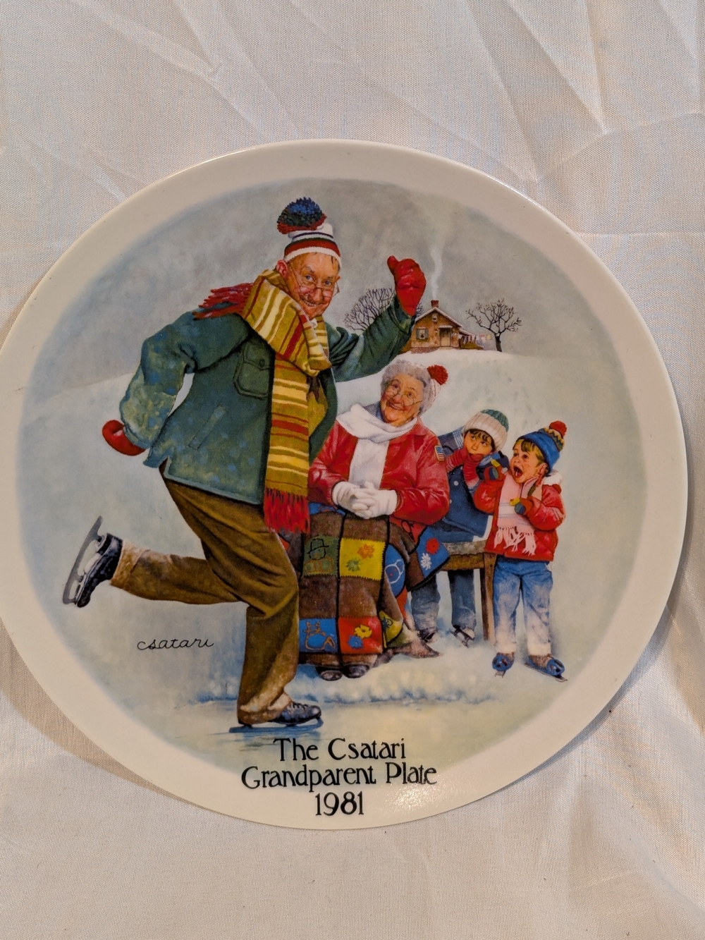 Knowles "The Skating Lesson" Colorful Grandparent Winter Plate